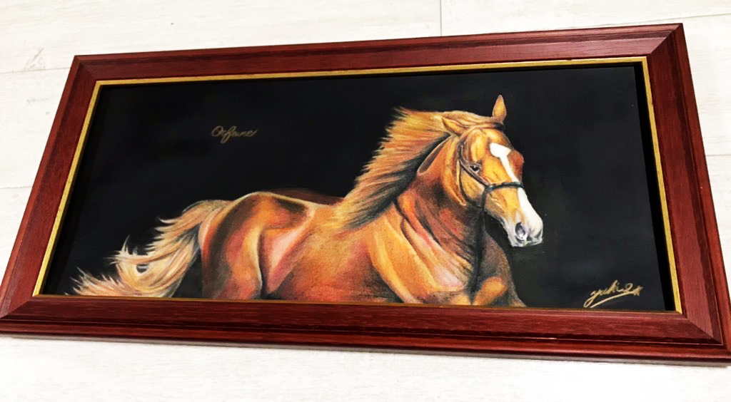 オルフェーヴル号色鉛筆画額装